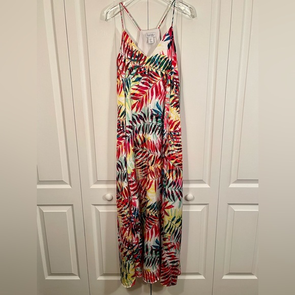 NICOLE MILLER NEW YORK Fern Print Matte Charmuse Maxi Dress Sz S - Picture 1 of 7
